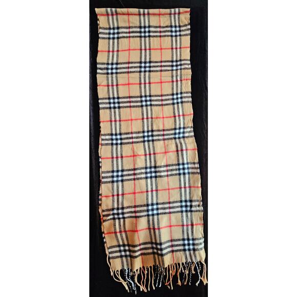BURBERRYs of London 100% Lambswool BEIGE Scarf Shawl Nova Check Vintage (Longer) - Picture 8 of 9